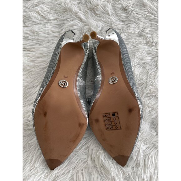 Michael Kors Silver Sequin Stiletto Heels With Bow Accent Size 8M - Picture 6 of 11